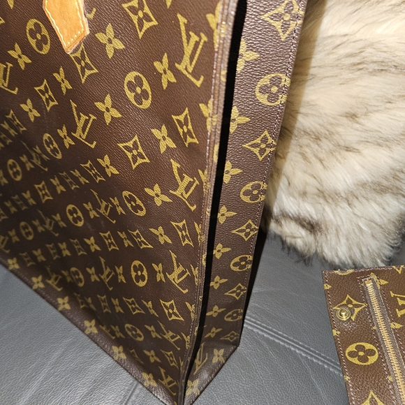 Louis Vuitton LV Hand Bag Sac Plat Brown Monogram W/ Randonnee Pouch - Picture 10 of 16